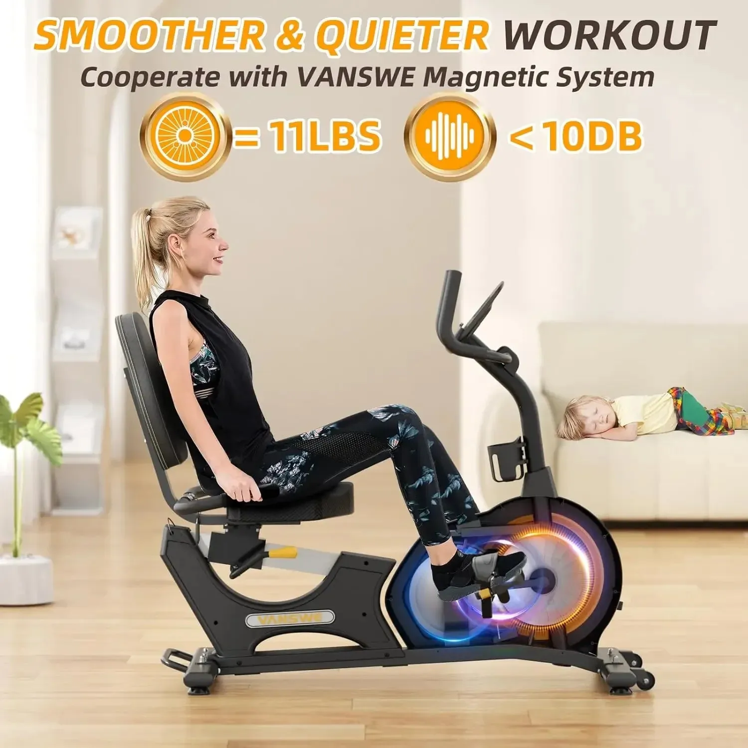Recumbent Exercise Bike, Recumbent Stationary Bikes for Home 400 LBS Weight Capacity, Exercise Bike for Home Seniors with