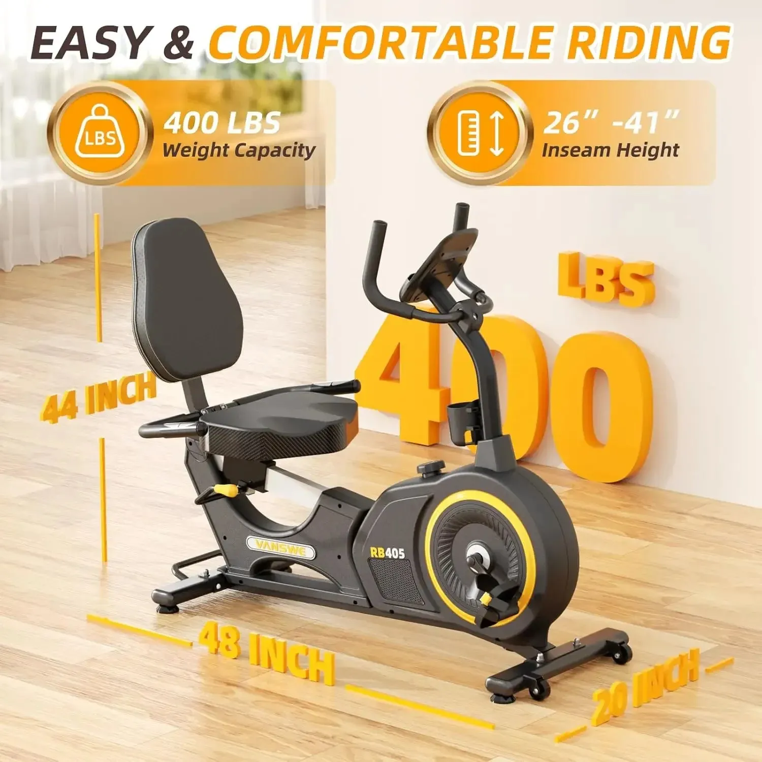 Recumbent Exercise Bike, Recumbent Stationary Bikes for Home 400 LBS Weight Capacity, Exercise Bike for Home Seniors with