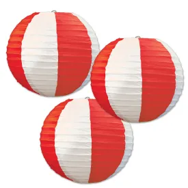 Red & White Paper Lanterns - Pack Of 6.