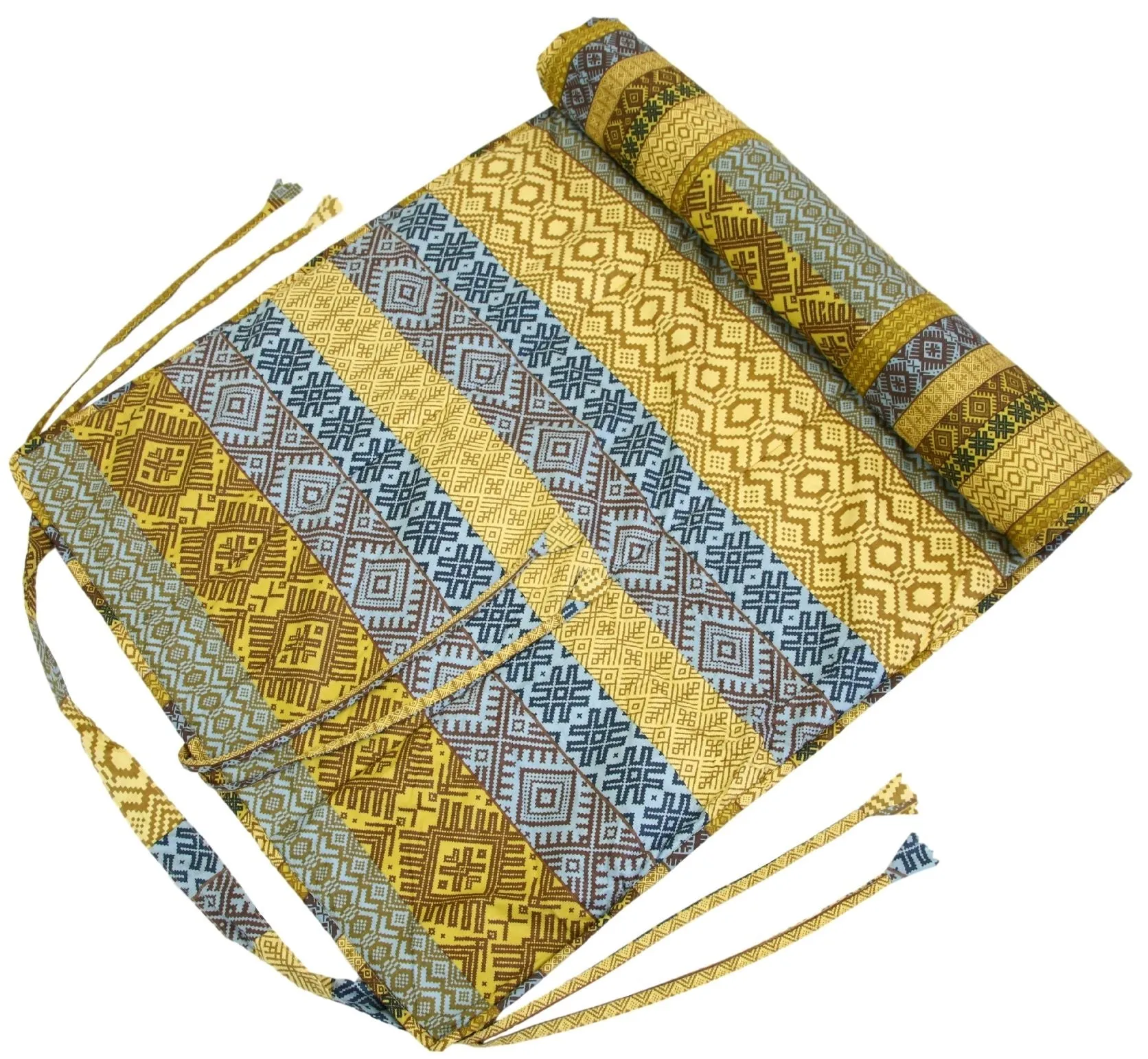 ShalinIndia Yogamat For Women And Girls Cotton Printed Reversible Cushioned,YMT01-1405,Cream,70X30 Inch