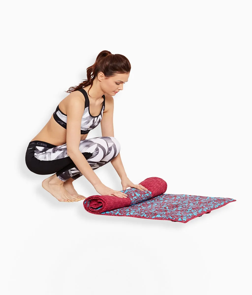 ShalinIndia Yogamat For Women And Girls Cotton Printed Reversible Cushioned,YMT02-2611,Blue,70X30 Inch