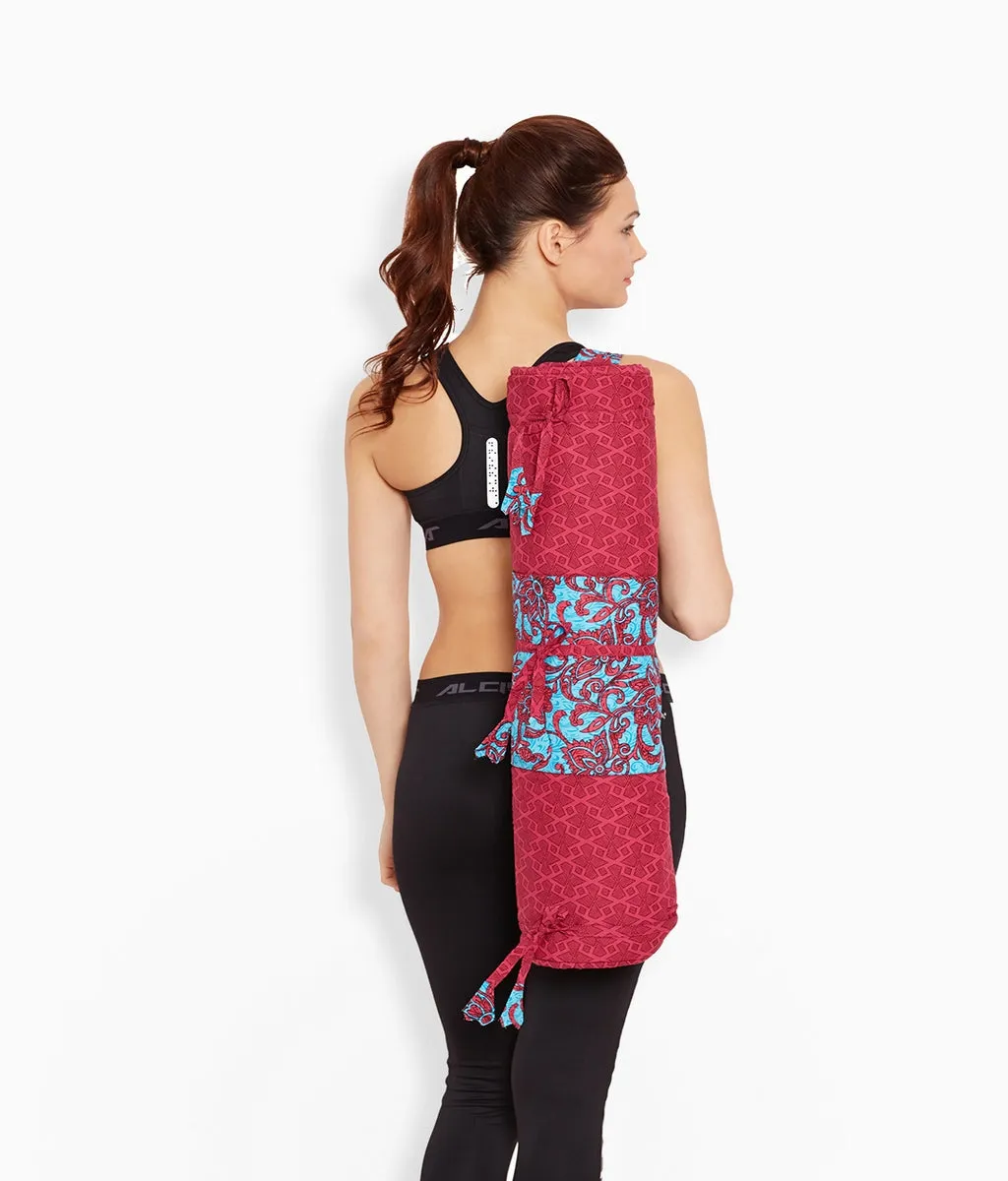 ShalinIndia Yogamat For Women And Girls Cotton Printed Reversible Cushioned,YMT02-2611,Blue,70X30 Inch