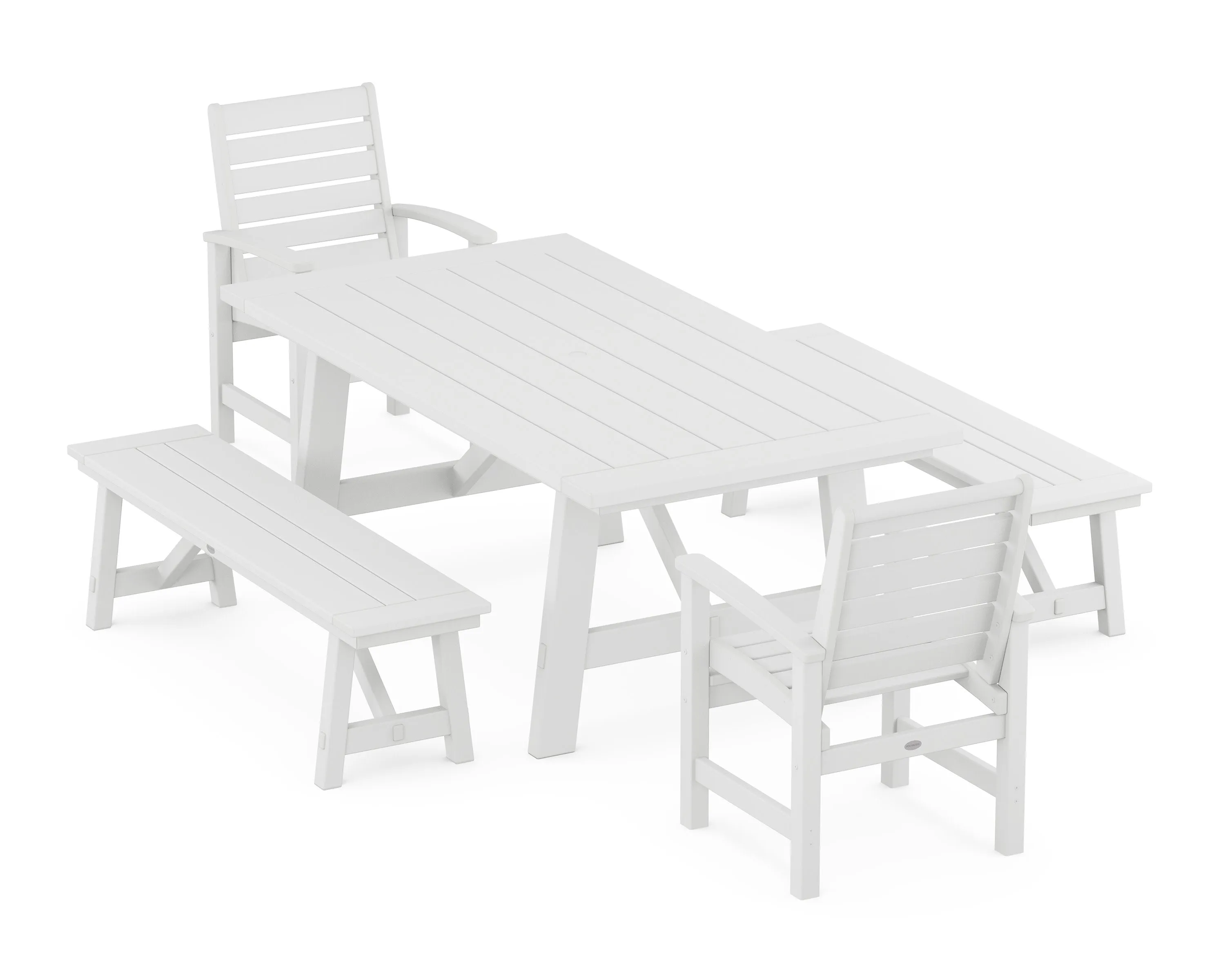Signature 5-Piece Rustic Farmhouse Dining Set With Benches