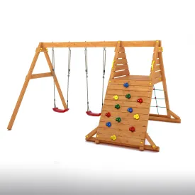 Spider King Teak painted Swing Set with Climbing Wall - SPECIAL OFFER - 10% OFF
