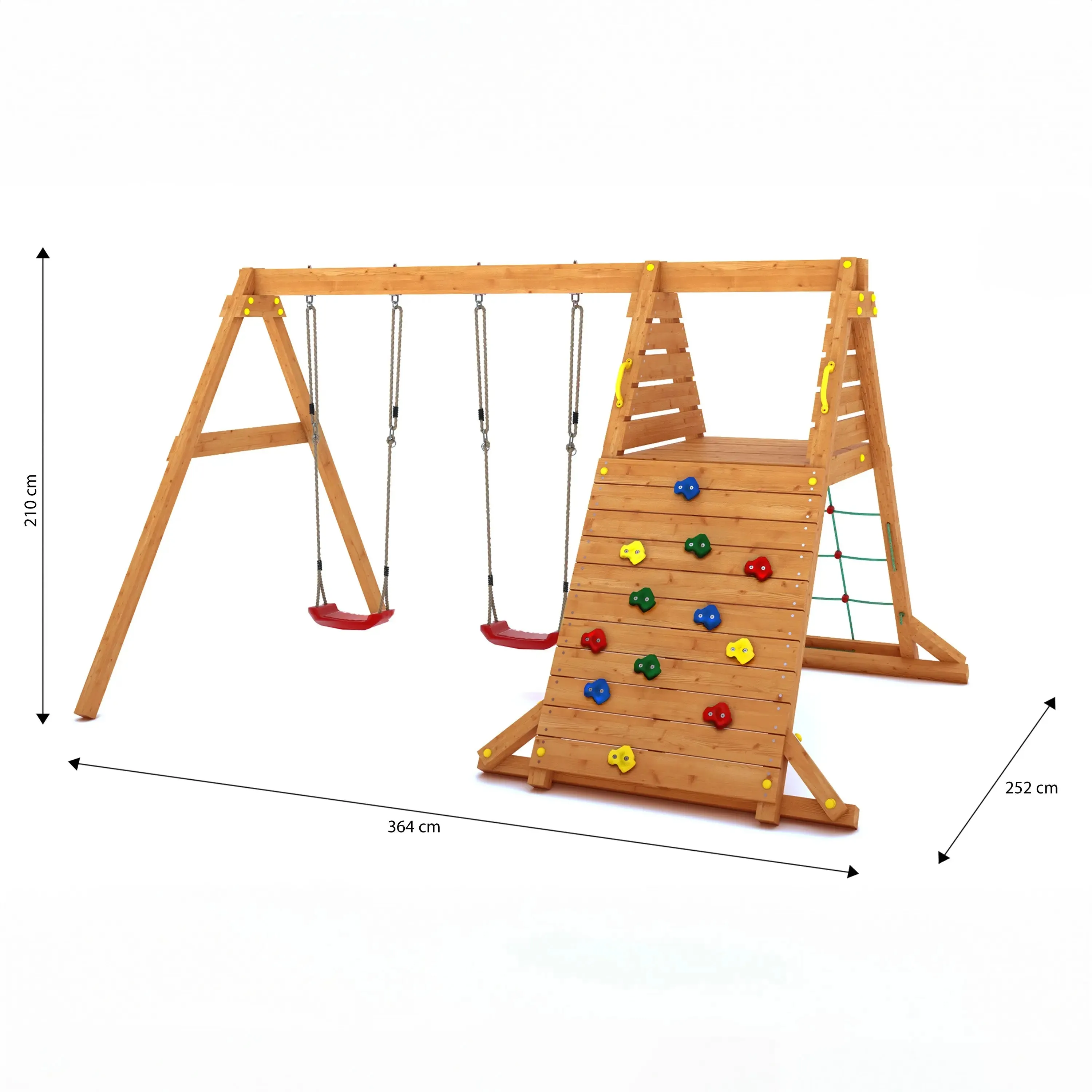 Spider King Teak painted Swing Set with Climbing Wall - SPECIAL OFFER - 10% OFF