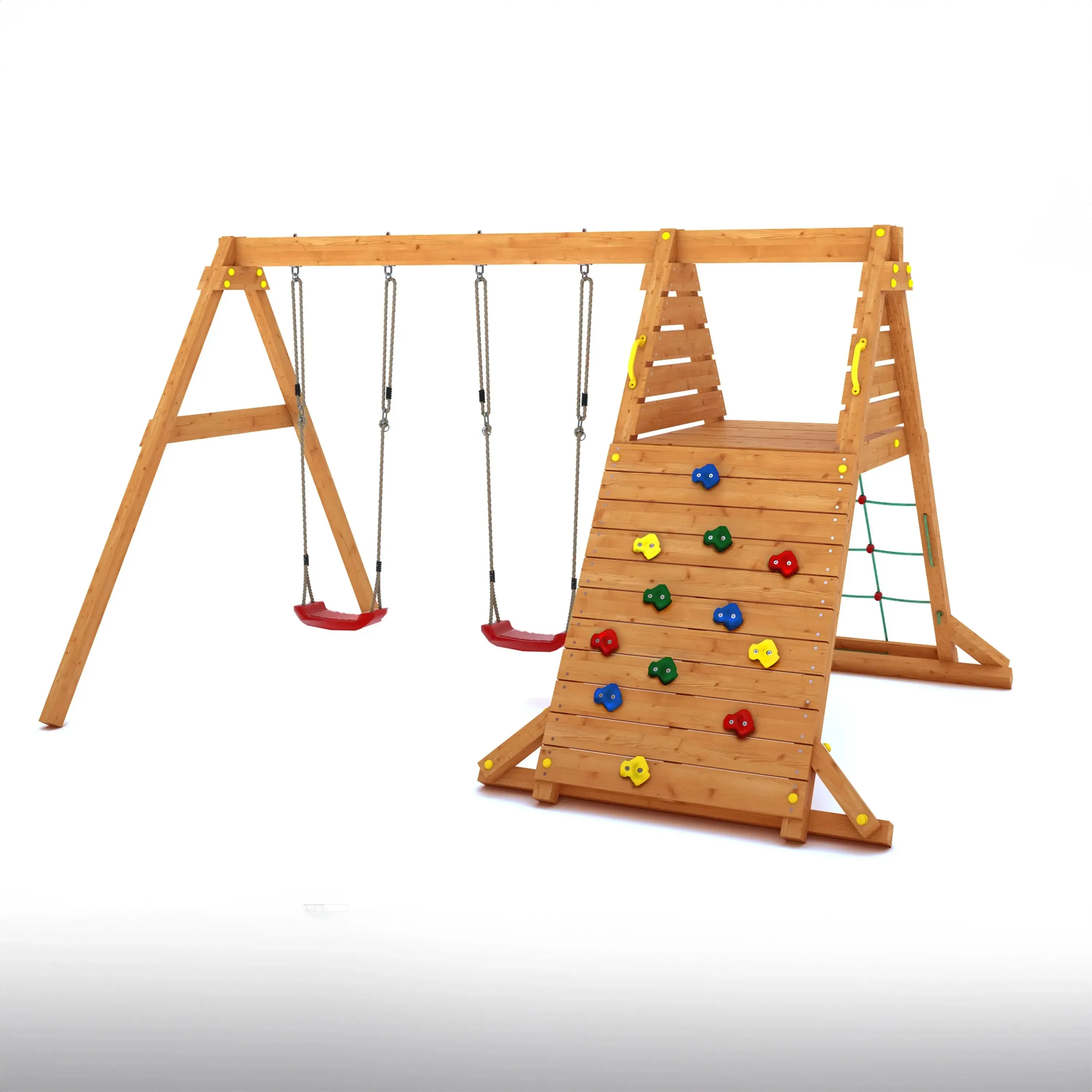 Spider King Teak painted Swing Set with Climbing Wall - SPECIAL OFFER - 10% OFF