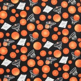 Sports - Basketballs and Hoops Black Yardage