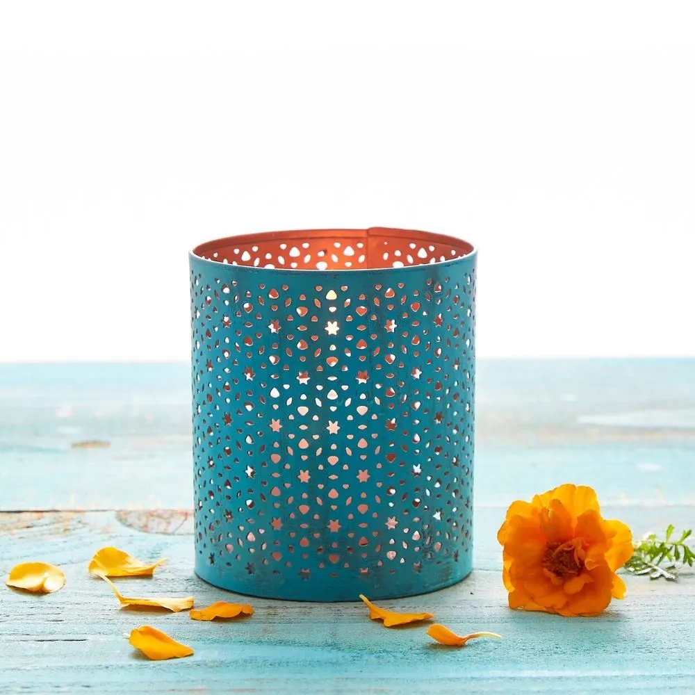 Tabletop Turquoise Star Decorative Lantern Set
