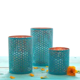 Tabletop Turquoise Star Decorative Lantern Set