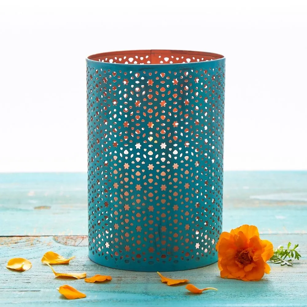 Tabletop Turquoise Star Decorative Lantern Set