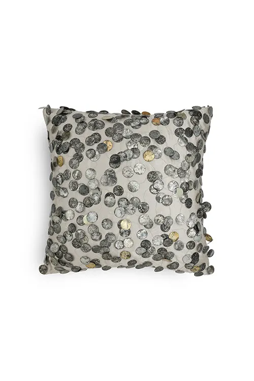 Tara Hand Embroidered Cushion-Silver