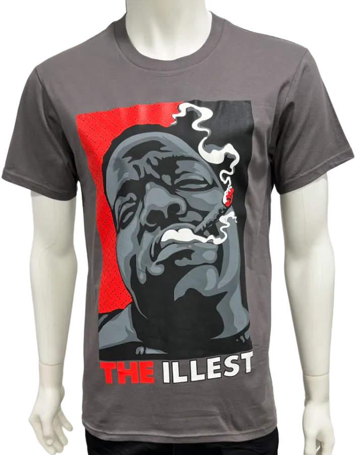 THE ILLEST Gray Men's Graphic Tees 100% Cotton