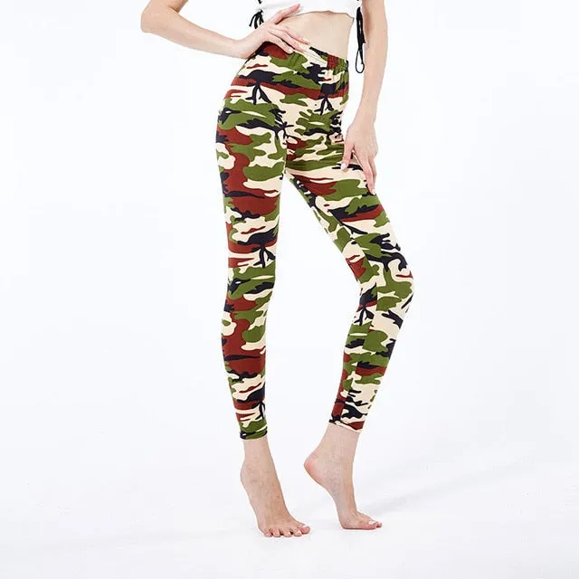 VISNXGI New Fashion 2021 Camouflage Printing Elasticity Leggings Camouflage Fitness Pant Legins Casual Milk Legging For Women