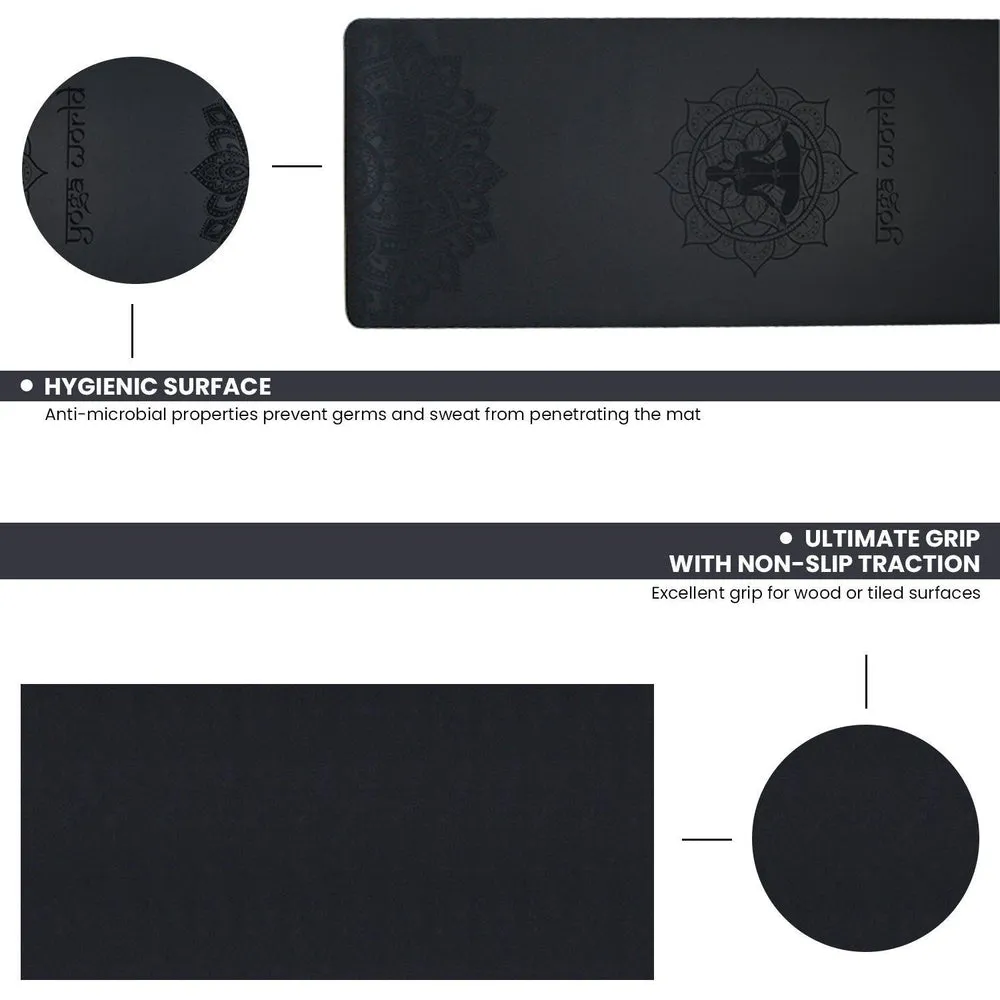 Yoga World Mandala PU Yoga Mat - Non-Slip Surface & Anti-Skid TPE Underside