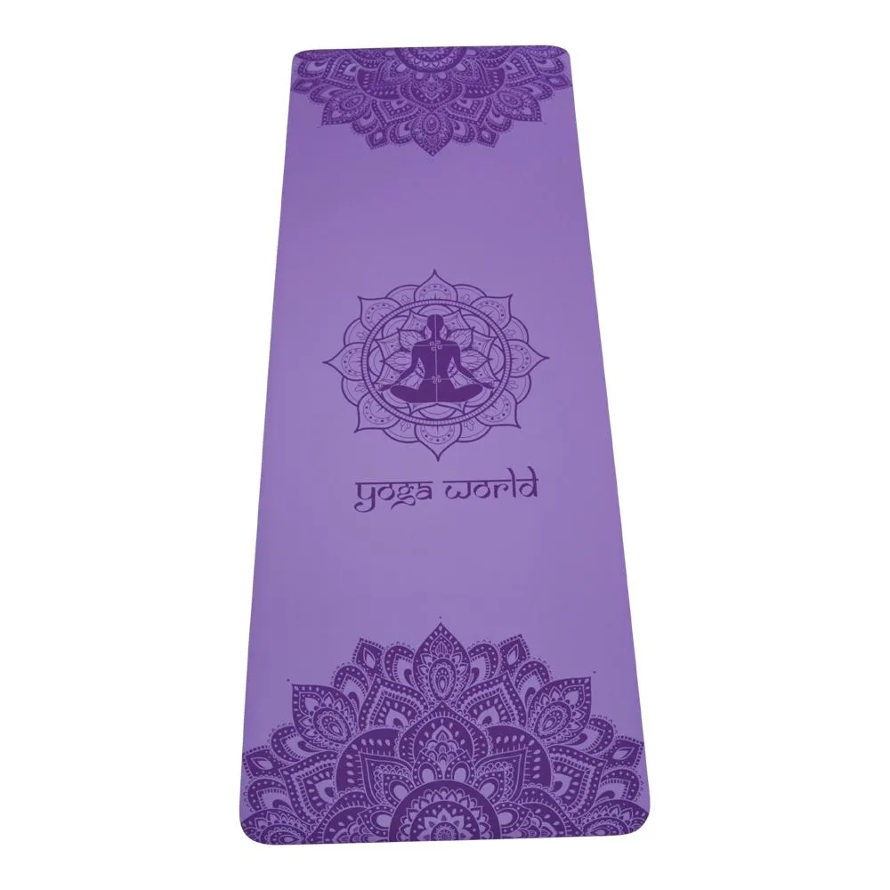 Yoga World Mandala PU Yoga Mat - Non-Slip Surface & Anti-Skid TPE Underside