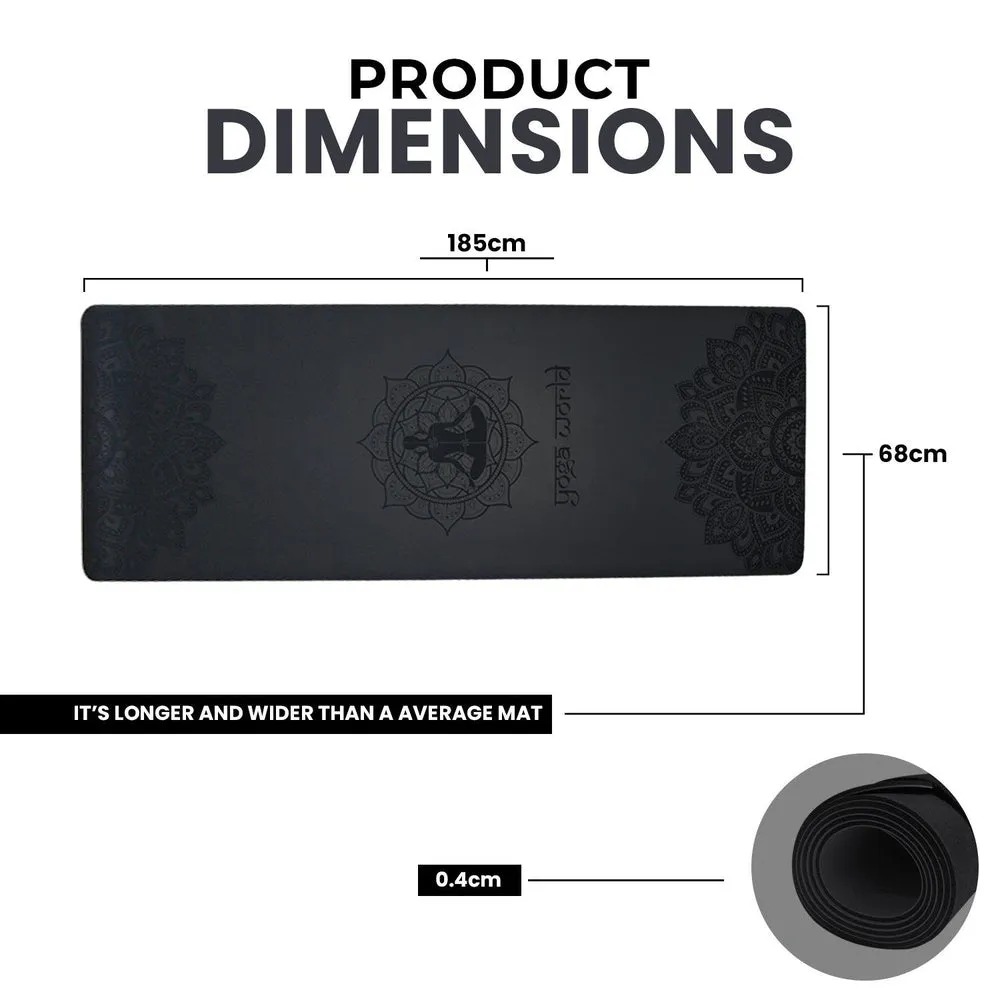 Yoga World Mandala PU Yoga Mat - Non-Slip Surface & Anti-Skid TPE Underside